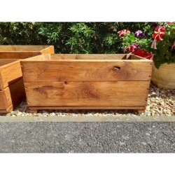 Rustic Solid oak wooden hand crafted garden patio planter 605mm (L) x 325mm (D) x 300mm (H)