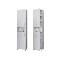 2-Door Tall Unit 300mm Wide – White Gloss Bespoke Cabinet With Shelfs UK