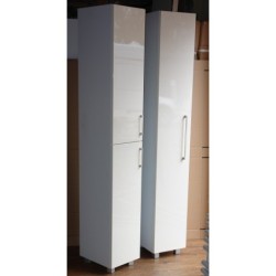 Set of 2 – 2 Doors and 1 Door Tall Unit 300mm Wide – White Gloss Bespoke Cabinet With Shelfs UK
