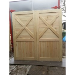 Traditional Timber Pine Barn Garage Doors Fully Boarded Cross Brace Top 7″ x 7″ (2133 x 2133mm) Handmade In The Uk