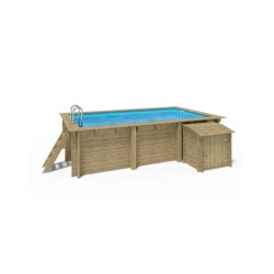 Rectangle Wooden Swimming Pool 5m x 3m x 1.24m Pine Wood