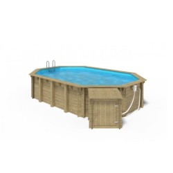 Oval Wooden Swimming Pool 6.5m x 4.5m x H. 1.31m Pine Wood