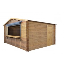 Impregnated brown beach house PUB Shed with aluminium roller shutter 5×4 m