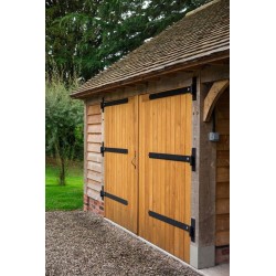 Traditional Pine Straight Vertical Panels Garage Doors Fully Boarded 7″ x 7″ (2133 x 2133mm) Bespoke Handmade IN The UK