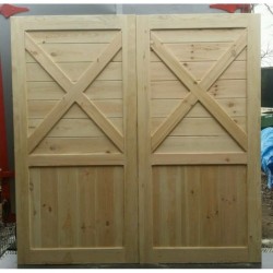 Driveway Pine Gate Doors Double Fully Boarder Side Hung Barn X Brace Style 7” x 7” (2134 x 2134mm) Bespoke Handmade In The UK