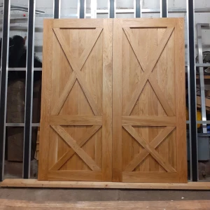 Solid Oak Cross Brace Side Hung Wooden Garage Doors Thickness 60mm 7” x 7” (2134 x 2134mm)