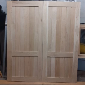 Solid oak Garage Doors Straight Vertical Panels In Frame Thickness: 50mm 7” x 7” (2134 x 2134mm)