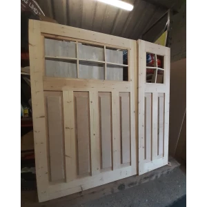 6 Panes Traditional Raised Panels Pine Wood Garage Door Split 30-70 (2134 x 2134mm) 7" x 7"