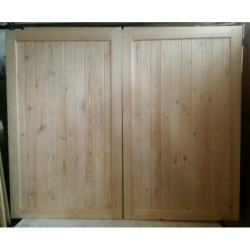 Garden Gate - Driveway Pine Side-Hung Gate with Straight Vertical Integrated Panels In Frame, 7ft x 7ft (2134 x 2134mm)