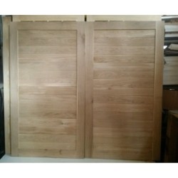 Traditional Wooden Solid Oak Garage Doors Straight Horizontal Panels in Frame 7″ x 7″ 7'' x 7'' (2134 x 2134mm) Handmade In UK
