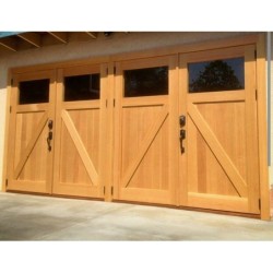 Traditional Wooden Solid Oak Garage Doors See Through Glass 7″x 7″ (2134 x 2134mm)