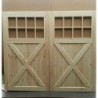 Traditional Timber Pine Wooden Barn Farm Garage Doors With Windows Cross Brace 7ft x 7ft (2134 x 2134mm) Handmade In The UK