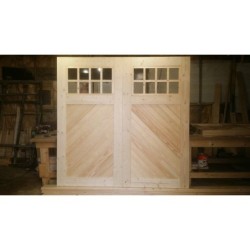 Pine Timber Diagonal Cladding 8 Pane Windows Garage Doors 7” x 7” (2134 x 2134mm)