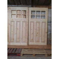 Traditional Pine Panels Raised Wooden Garage Door With 6 Panes 7″ x 7″ (2133 x 2133mm) Handmade In The UK