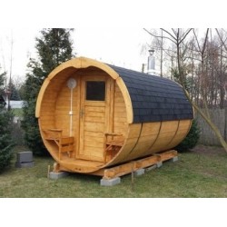 Garden Sauna Barrel Tub with Stove Made of Wood 3m Long