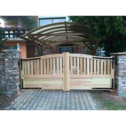 Driveway Solid Oak Double Arched T&G Entrance Gate Doors (Pair) Entrance Electric Fence Barn Style