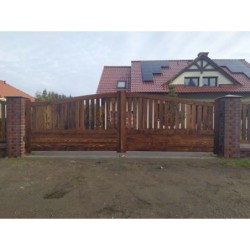 Driveway Solid Oak Large Double Gate Doors Straight Vertical Panels Arched Entrance Fence Electric Sliding Handmade In The UK