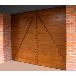 Horizontal Panels Solid Oak Wooden Timber Sectional Overhead Garage Doors 7'' x 7'' (2133 x 2133mm) Handmade In Uk