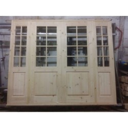 Wooden double front doors with windows bespoke made