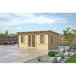Log Cabin Garden room office wooden light architecture building made out of spruce hand made crafted 6x4m