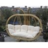 Wooden swing pod with frame Swinging Chair comfy cushion to enjoy and relax outdoor in grey cream orange green garden attractive