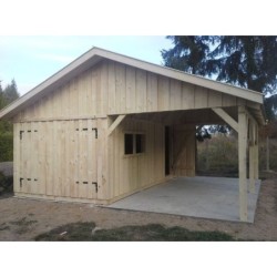 Wooden Garage & Carport Storage Room Gable Roof 6 x 6m Farm Building
