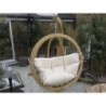 Garden wooden single swing pod with frame soft cushion outdoors relax chair UK