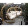 Garden wooden single swing pod with frame soft cushion outdoors relax chair UK